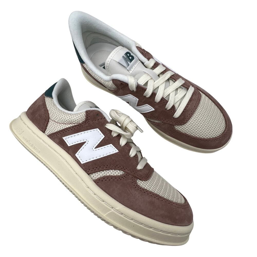 New Balance Women’s T500 Landslide Pink White Athletic Sneakers Size 8 Suede BOX